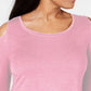 JM Collection Top feminino de ombro descoberto rosa tamanho grande