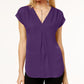 INC International Concepts Feminino Paradise Pequeno Plissado Invertido Decote em V P Roxo Tamanho Pequeno