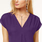 INC International Concepts Feminino Paradise Pequeno Plissado Invertido Decote em V P Roxo Tamanho Pequeno