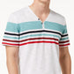 Camiseta listrada masculina INC International Concepts com gola dividida, tamanho pequeno, branca
