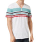 Camiseta listrada masculina com gola dividida da INC International Concepts, branca, tamanho XXL