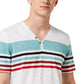 Camiseta listrada masculina com gola dividida da INC International Concepts, branca, tamanho XXL