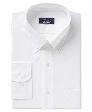 Camisa social masculina Club Room Slim-Fit Pinpoint Solid, branca, tamanho 17,5 x 34-35