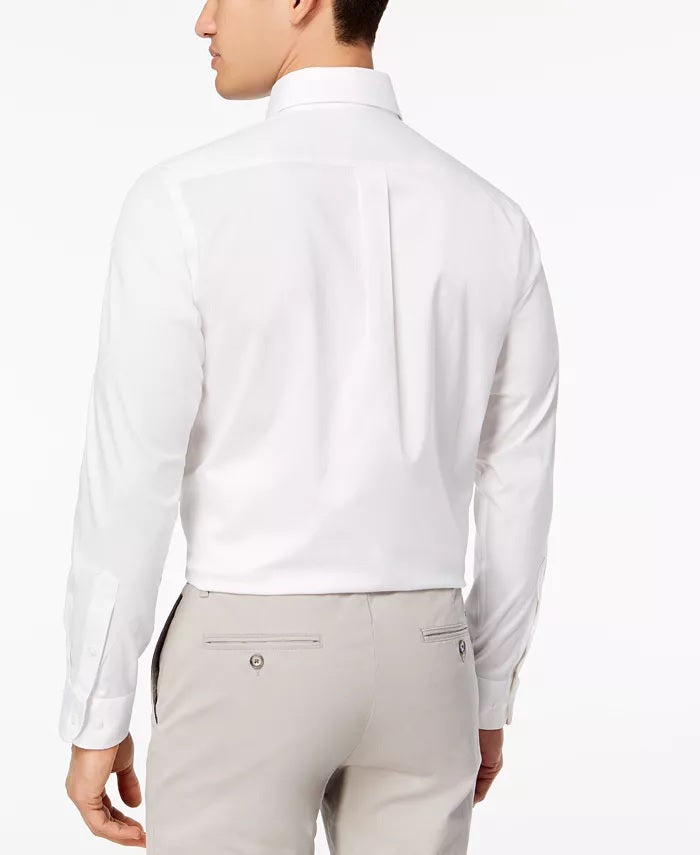 Camisa social masculina Club Room Performance, resistente a rugas, lisa, branca, tamanho 18x34-35