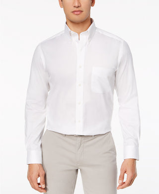 Club Room Men's Performance Wrinkle-Resistant Pinpoint Solid Dress Shirt White Size 34-35