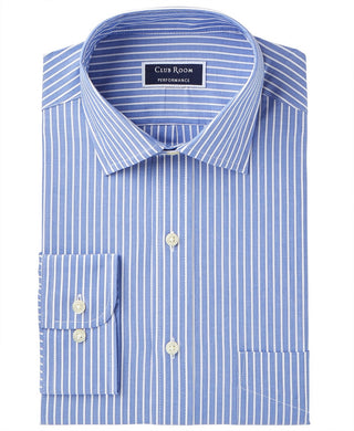 Club Room Men's Slim-Fit Performance Wrinkle-Resistant Striped Dress Shirt Navy Size 17-32-33