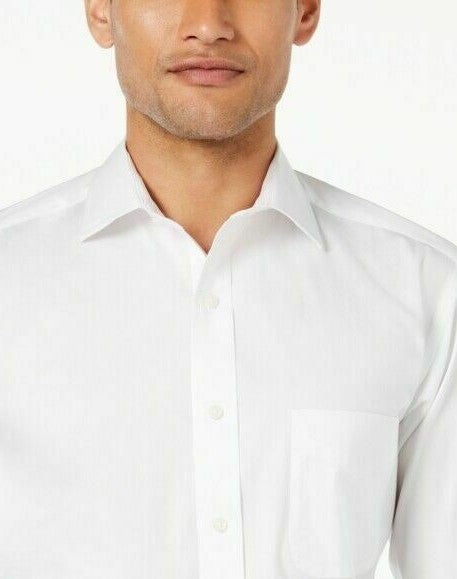Camisa social masculina Club Room Slim-Fit Pinpoint Solid, branca, tamanho 18-34-35