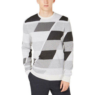 Suéter Alfani Masculino Abstrato Colorblocked Cinza Tamanho 2 X-G