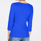 Blusa feminina Karen Scott de algodão com manga 3/4, azul, tamanho pequeno