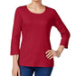 Karen Scott Top Feminino Decote Redondo Vermelho Brilhante Tamanho P