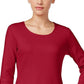 Karen Scott Top Feminino Decote Redondo Vermelho Brilhante Tamanho P
