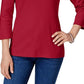 Karen Scott Top Feminino Decote Redondo Vermelho Brilhante Tamanho P