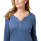 Karen Scott Top Henley de Algodão Feminino Azul Tamanho Extra Grande
