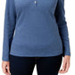 Karen Scott Top Henley de Algodão Feminino Azul Tamanho Extra Grande