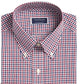 Camisa social masculina Club Room Classic/Regular Fit com xadrez xadrez, tamanho vinho, 32-33