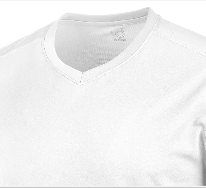Camiseta masculina ID Ideology com decote em V e costas em malha, tamanho pequeno, branca