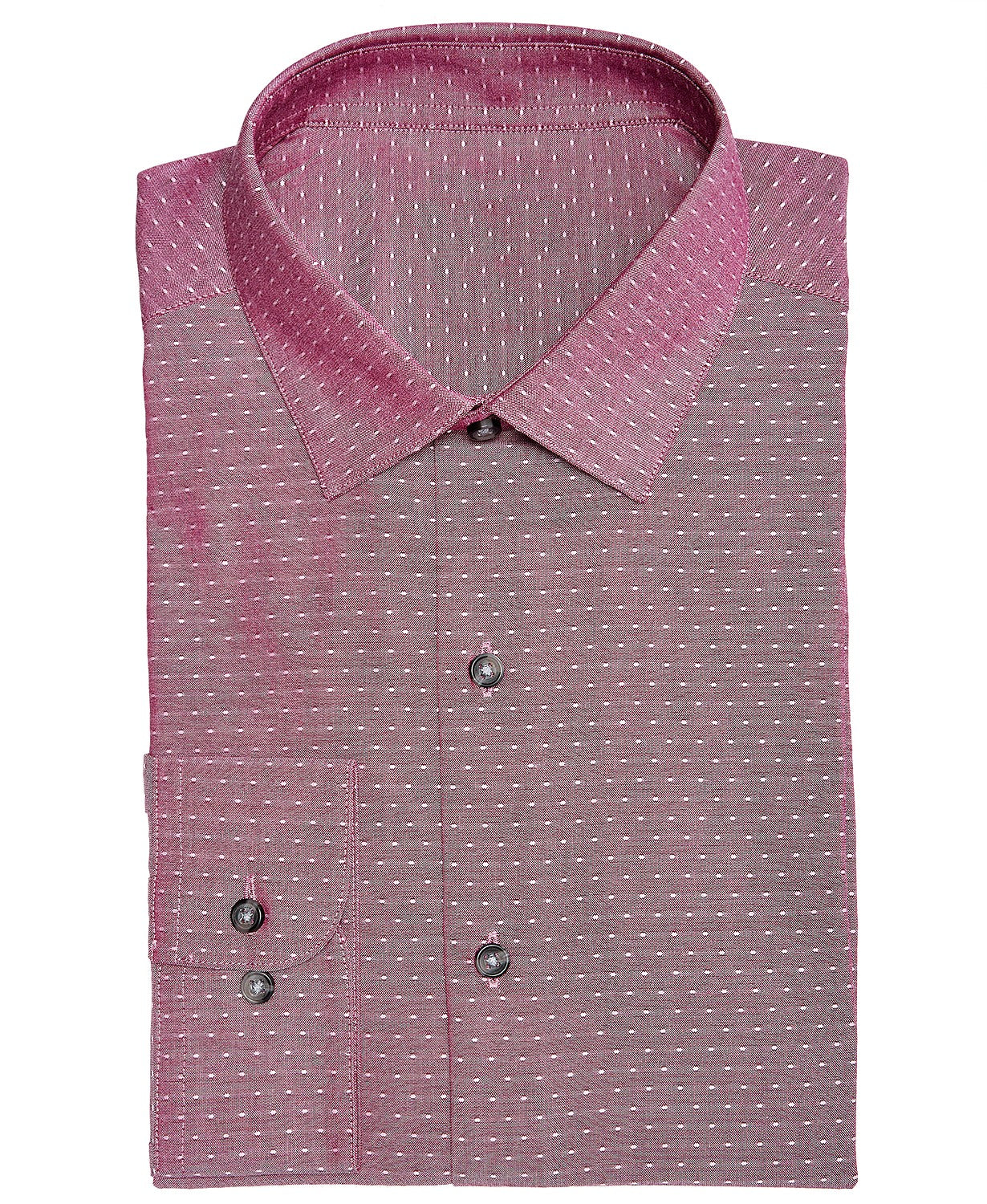 Camisa social masculina Bar III Slim-Fit Stretch Easy-Care grande com bolinhas Dobby, vermelha, tamanho 17x34-35