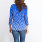 Camiseta feminina Charter Club de algodão Pima com estampa de botões e ombros, azul, tamanho pequeno