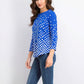 Camiseta feminina Charter Club de algodão Pima com estampa de botões e ombros, azul, tamanho pequeno