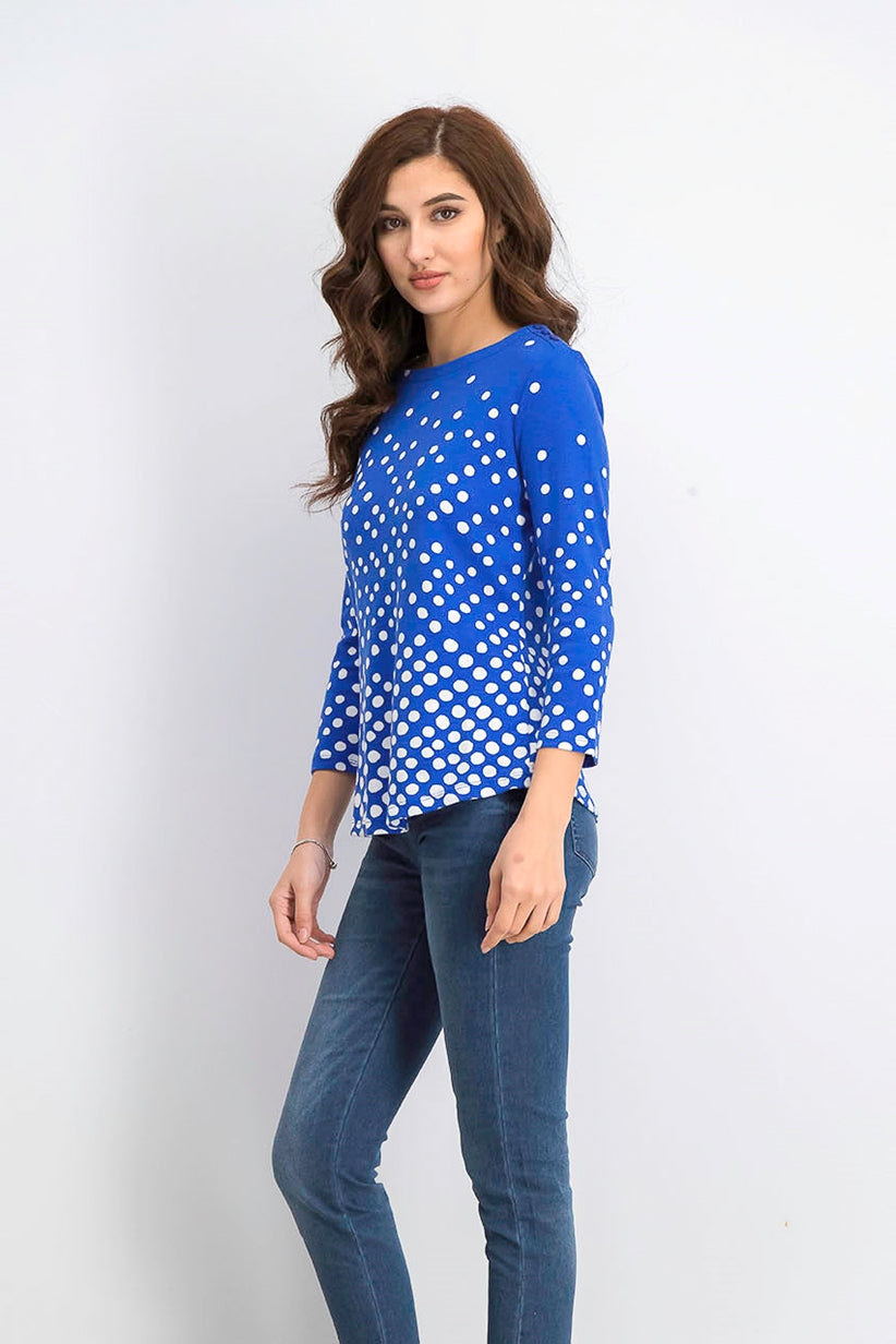 Camiseta feminina Charter Club de algodão Pima com estampa de botões e ombros, azul, tamanho pequeno