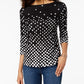 Blusa feminina Charter Club de algodão Pima com estampa de botões e ombros, azul, tamanho X-G
