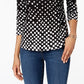 Charter Club Petite Pima Cotton Women's Top com estampa de botões e ombros, preto, tamanho pequeno