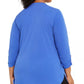 JM Collection Top Plus Size Feminino com Zíper e Estampa Sólida Azul Tamanho 1X