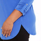 JM Collection Top Plus Size Feminino com Zíper e Estampa Sólida Azul Tamanho 1X