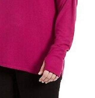 Camiseta feminina plus size de manga comprida Ideology, rosa escuro, tamanho 1X