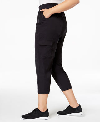 Calça cargo feminina Ideology em tecido reciclado, preta, tamanho extra pequeno