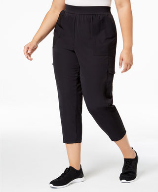 Ideology Women's Plus Size Recycled Woven Cargo Pants Black Size 1X