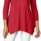 JM Women's Collection Top com decote em V e bainha em lenço, vermelho, tamanho extra pequeno