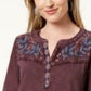 Top feminino bordado de algodão pequeno Style &amp; Co, roxo, tamanho pequeno