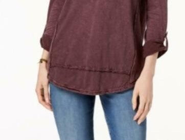 Top feminino bordado de algodão pequeno Style &amp; Co, roxo, tamanho pequeno
