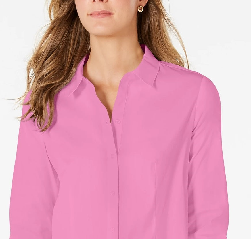 Camisa feminina clássica com botões frontais Charter Club, rosa, tamanho 12