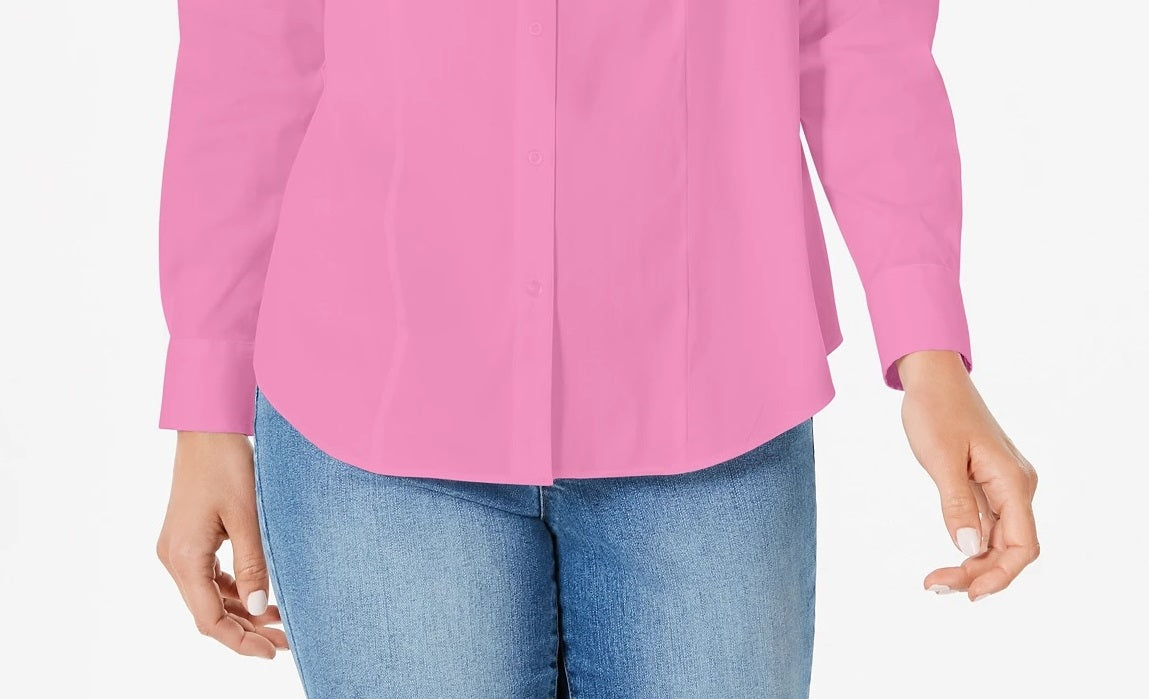 Camisa feminina clássica com botões frontais Charter Club, rosa, tamanho 12