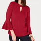 Blusa feminina Charter Club com manga sino e decote em V, roxa, tamanho P