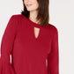 Blusa feminina Charter Club com manga sino e decote em V, roxa, tamanho P