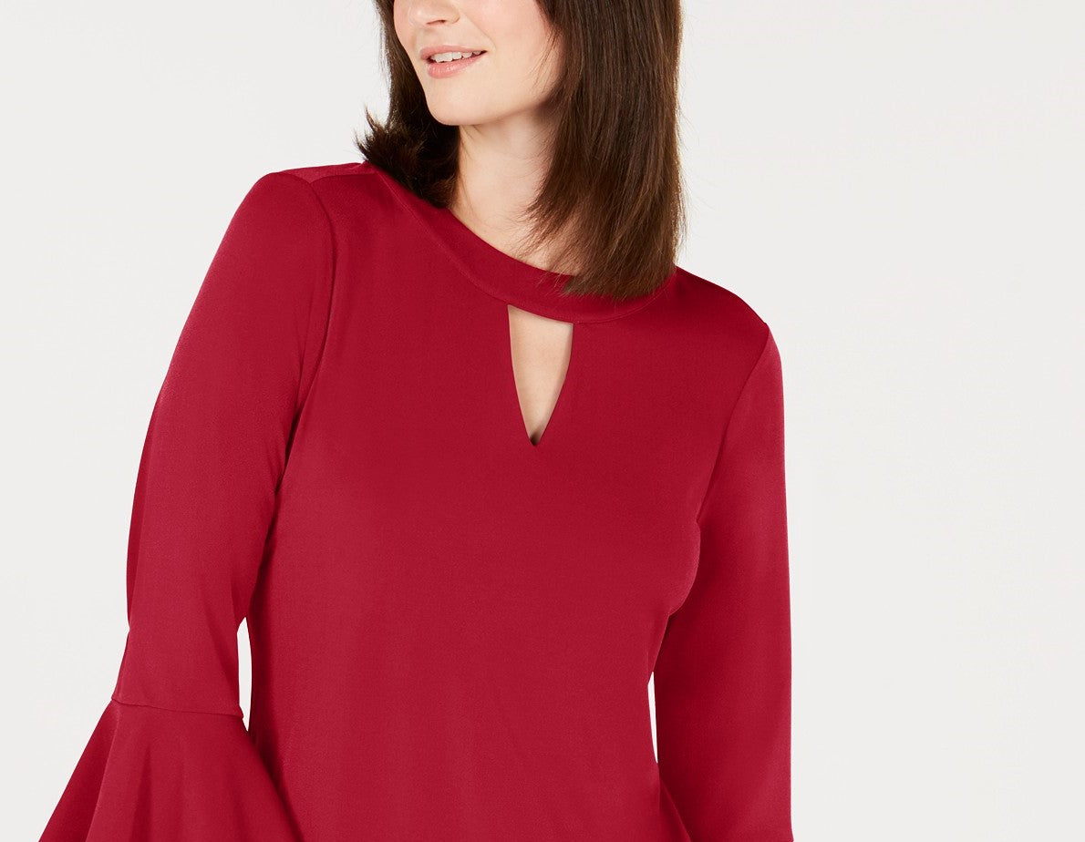 Blusa feminina Charter Club com manga sino e decote em V, roxa, tamanho P