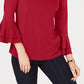 Blusa feminina Charter Club com manga sino e decote em V, roxa, tamanho P