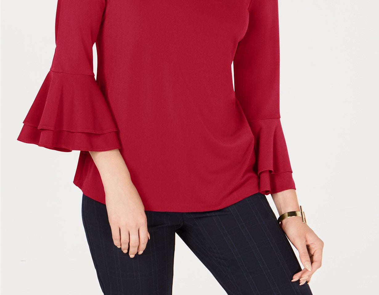 Blusa feminina Charter Club com manga sino e decote em V, roxa, tamanho P