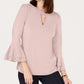 Blusa feminina Charter Club com manga sino e decote em V, rosa, tamanho P