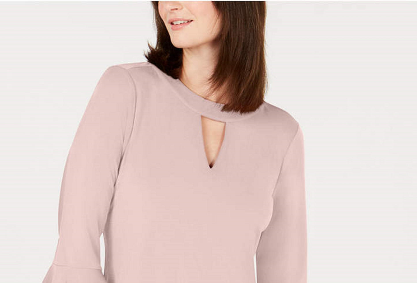 Blusa feminina Charter Club com manga sino e decote em V, rosa, tamanho P