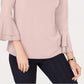 Blusa feminina Charter Club com manga sino e decote em V, rosa, tamanho P