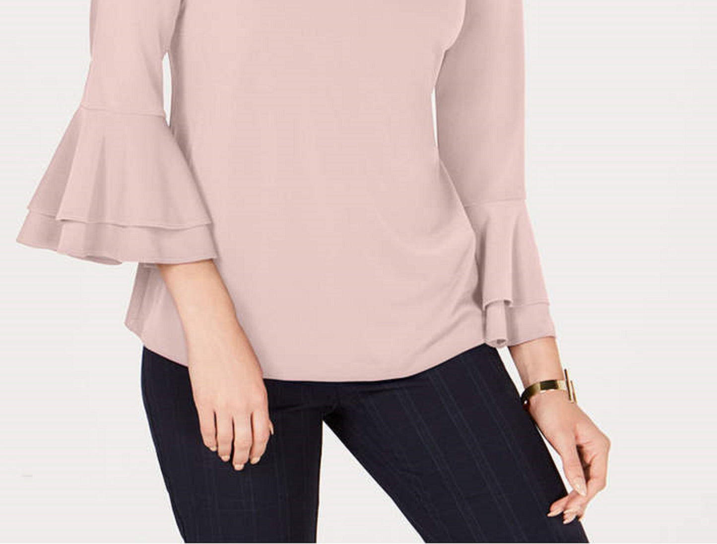 Blusa feminina Charter Club com manga sino e decote em V, rosa, tamanho P