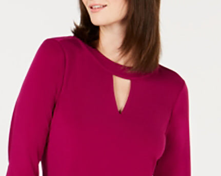 Charter Club Blusa feminina com manga sino e decote em V, roxa, tamanho XS