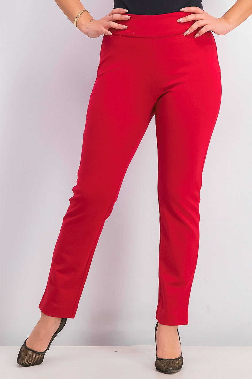 Calça feminina Charter Club Petite Pull-On Ponte-Knit vermelha tamanho 12P