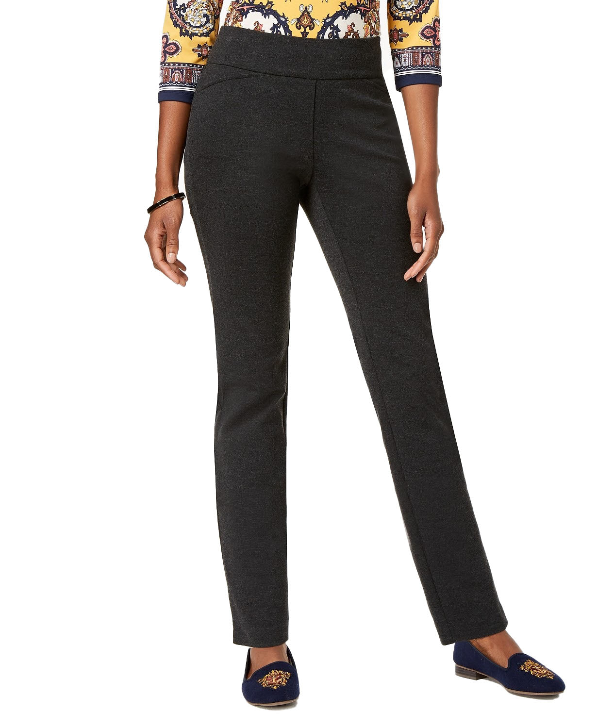 Calça feminina Charter Club Petite Pull-On Ponté-Knit, cinza mesclado, tamanho 12P