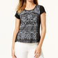 Polo feminino com estampa de pinceladas Style &amp; Co, preto, tamanho médio