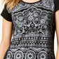Polo feminino com estampa de pinceladas Style &amp; Co, preto, tamanho médio